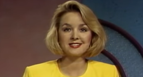Jodi, a young blonde woman, at a news desk