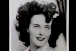Black and white headshot of Elizabeth Short, aka the Black Dahlia