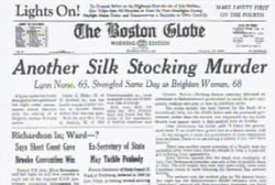 The front page of the The Boston Globe with the headline 'Another Silk Stocking Murder'