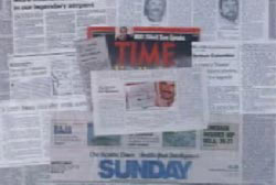 Several different newspapers clippings about the sighting.