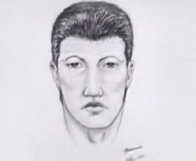 A police sketch of a possible male suspect.