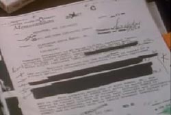 FBI documents on the case with several sentences blacked out.