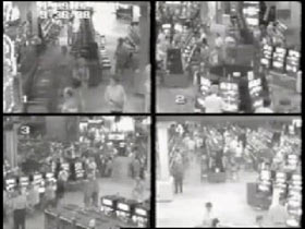 Four images from a casino security footage.