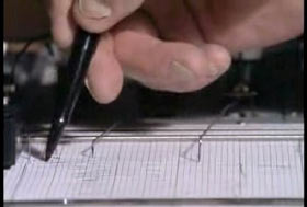 A close up on the lines from a polygraph test.