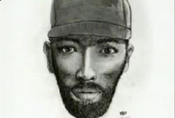 Composite sketch of an african american male with a beard and wearing a hat