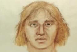 A police composite of the suspect on the motorcycle, a caucasian man with shaggy blonde hair.