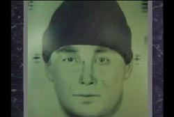 Composite Sketch of a caucasian man with dark eyes wearing a black beanie