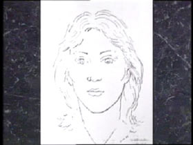 Police sketch of a caucasian woman with light features