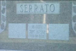 Marilu's gravestone with the inscription 'Serrato' on it