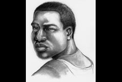 Composite sketch of an African American male in a white tank top