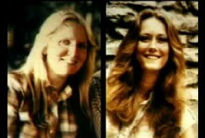 Left: Bobbie Jo Oberholzer with long blond hair, Right: Annette Kay Scnee with long brown hair