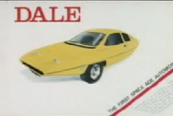 An advertisment for a space age car called the DALE