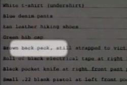 A paper that highlights the writing 'Brown back pack'