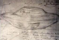 Michalak's sketched diagram of the disk shaped UFO