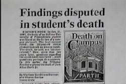 News article titled 'Findings disputed in student's death'