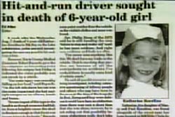 News article with the title "Hit-and-run driver sought in death of 6-year-old girl"