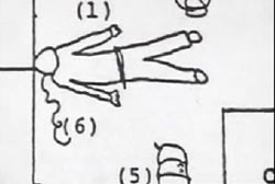 Drawn Diagram of the hanging from a tall locker