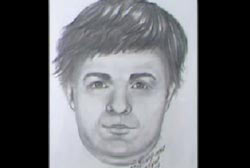 Police sketch of the hitchhiker, a caucasian man with medium length hair