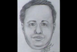 Police sketch of the hitchiker, a caucasian man with short hair