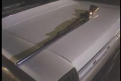 A gun on the hood of a car
