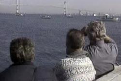 investigators searching the waters around the Newport Bridge in rhode island