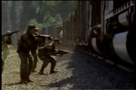 S.W.A.T. Team checking a passing freight train for signs of "El Loco"