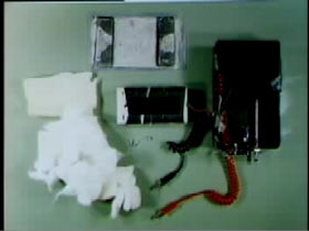 Fake bomb seperated into its individual pieces