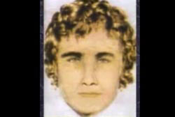 Police sketch of caucasian male with curly blond hair