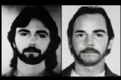Left: Richard Bare with long hair and beard, Right: Richard Bare with medium hair and mustache