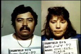 Left: Ramirez's Mug Shot, Right: A mug shot of his wife