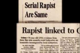 Newspaper articles titled "Serial Rapist Are Same" and "Rapist linked to C-"