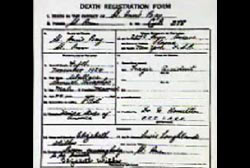Forged death certificate for Wallace Thrasher