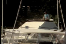 Woody at the helm of his yacht, taking it out for a test drive